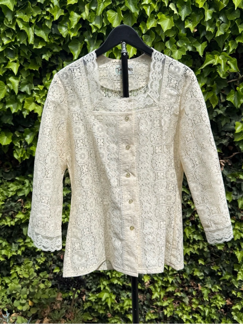 Vintage Tumbleweeds Lace Blouse – Ivory/Cream Cottagecore Top S/M🤍